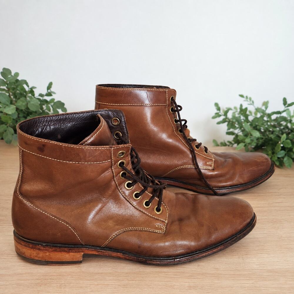 Cole Haan Men’s 9.5 Brown Leather Lace Up Heritage Dress Boots Preppy Academia